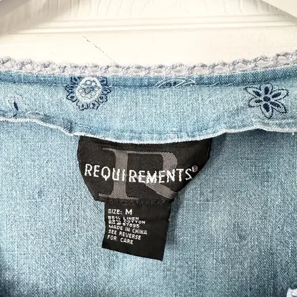 Requirements Vintage Y2K Denim Paisley Eyelet Lace Trim Bustier Button Top M - Picture 6 of 9
